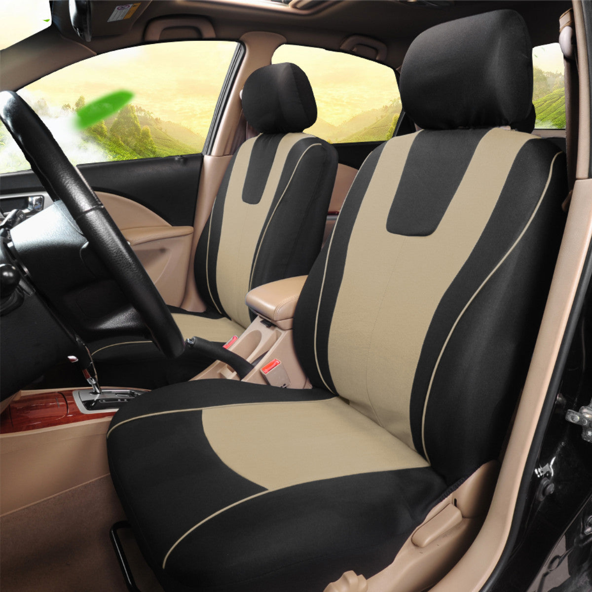 Car for seat cover, beige polyester fabric, front and rear universal. n