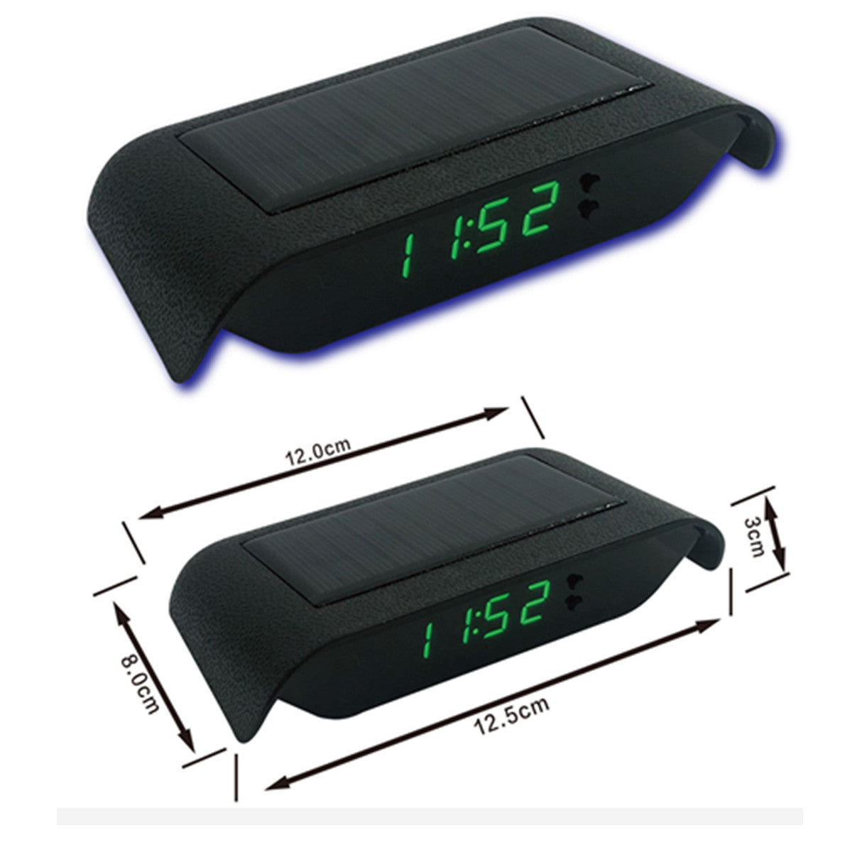 4 in 1 LCD Digital Car Time Clock Solar Powered Thermometer With LED Light