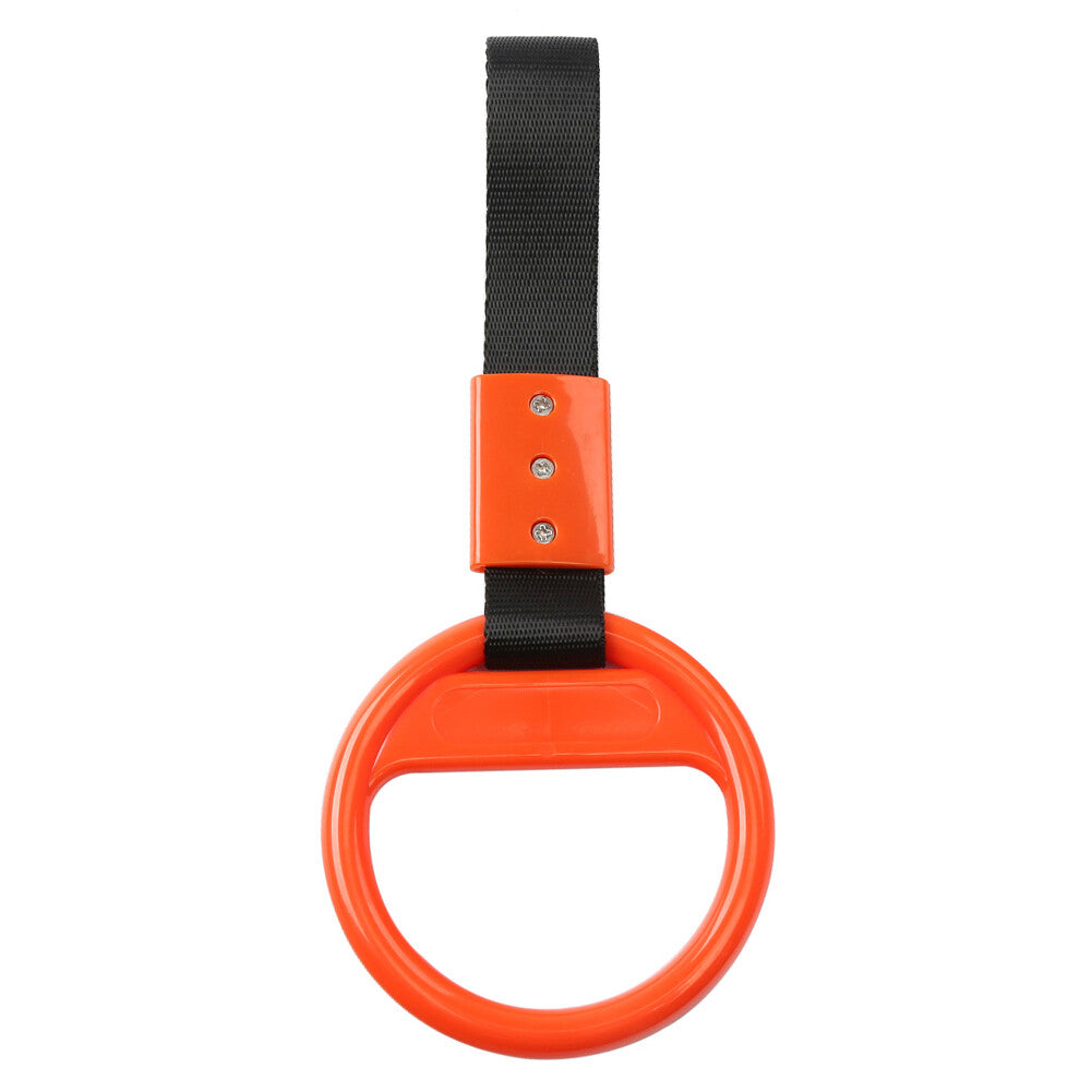 Round Ring Train Bus Handle Hand Strap Drift Charm Tool PVC Plastic Black+Orange
