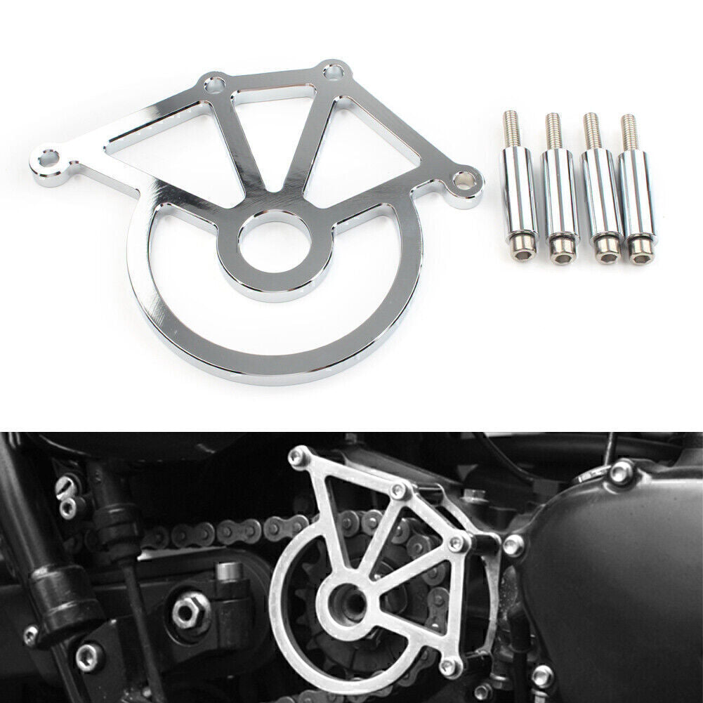 Sprocket Cover Chain Protection for 2007-14 Thruxton 900 Scrambler 06-14 Silver Q