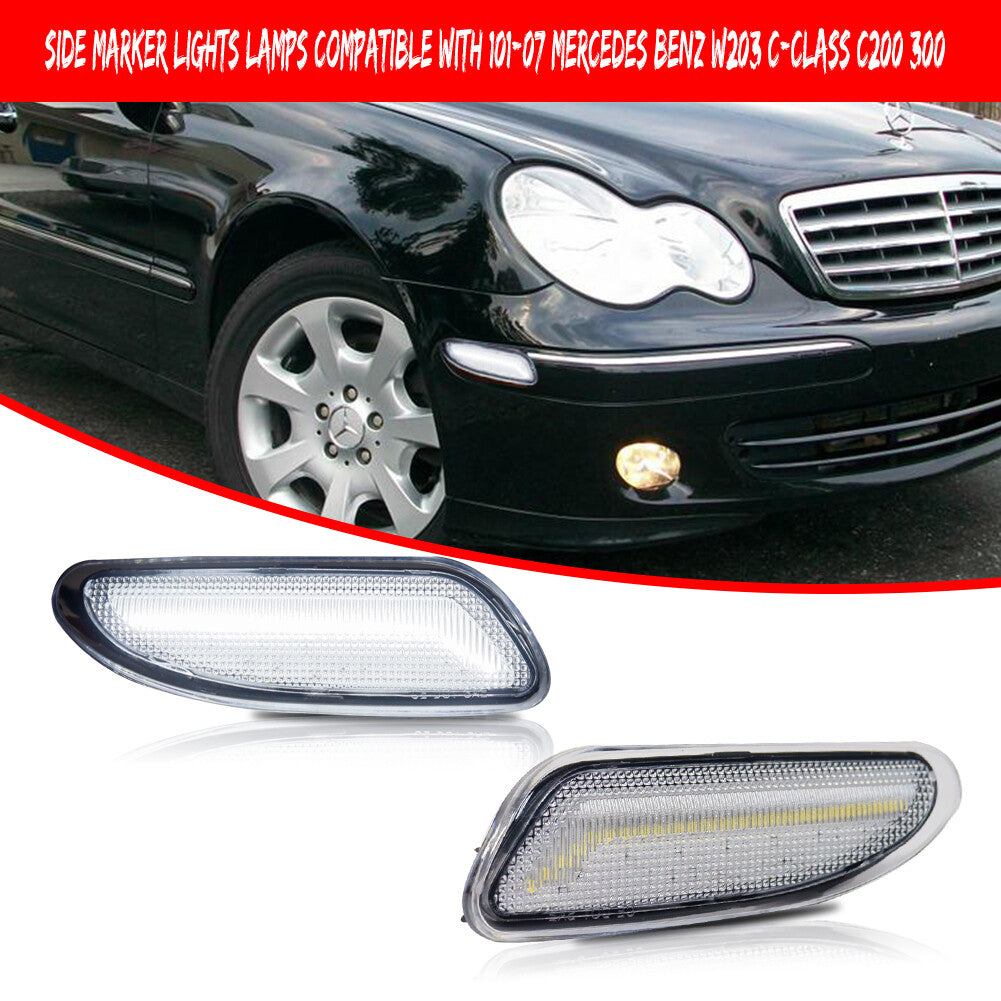 Suitable for 01-07 for W203 C-Class C200 300 Transparent White Side Marker LED Light - v