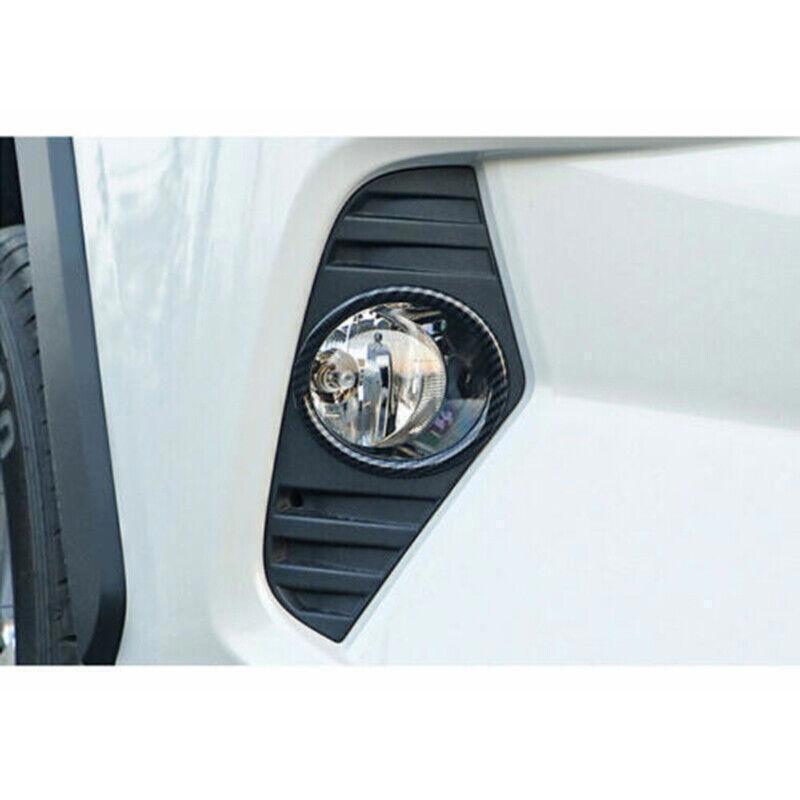 for Toyota RAV4 19-2023 Carbon Fiber Exterior Front Fog Light Lamp Ring Trim 2P