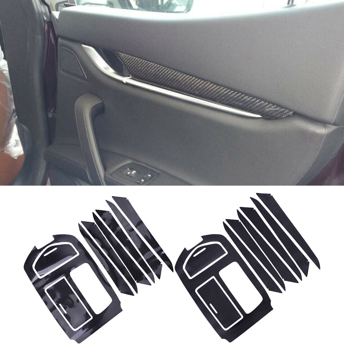 Door Panel Gear Shift Box Covers Trim Sticker Fit for Maserati Ghibli 2014-17