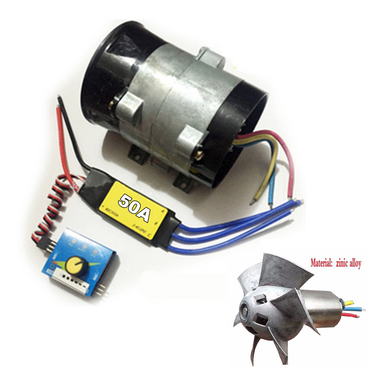 Car Electric Turbo Supercharger Kit Air Intake Fan Boost with 50A Brushless ESC Q
