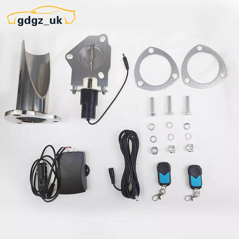 2 Electric Exhaust Dump Valve Stainless Exhaust Pipe Gaskets Remote Switch Kit