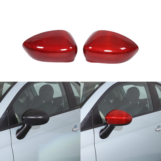 Red carbon fiber exterior mirror cap trim suitable for Fiat 500 2007 - 2023 n