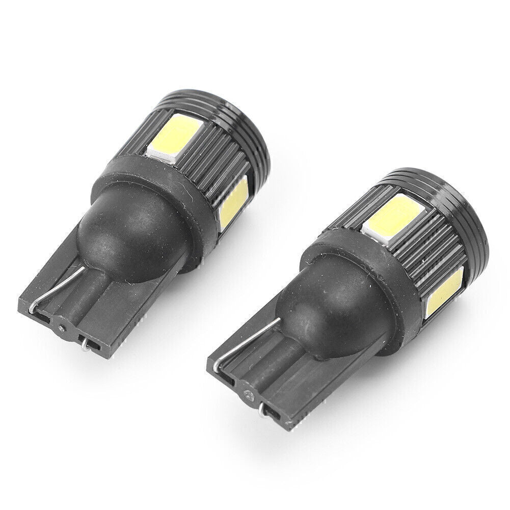 2 x LED Canbus Wedge Light Lamp Bulb White light T10 5630 6 SMD Black Shell Car