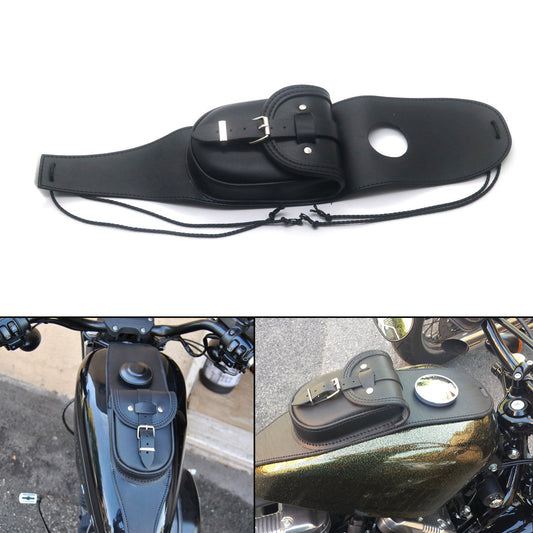 4.5 Gallons Black PU Leather Tank Cap Cover Panel Bag for Harley Sportster XL883 Q