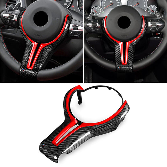 Carbon Fiber Steering Wheel Cover Red Inner Trim for BMW M2 M3 M4 M5 M6 X5M X6M