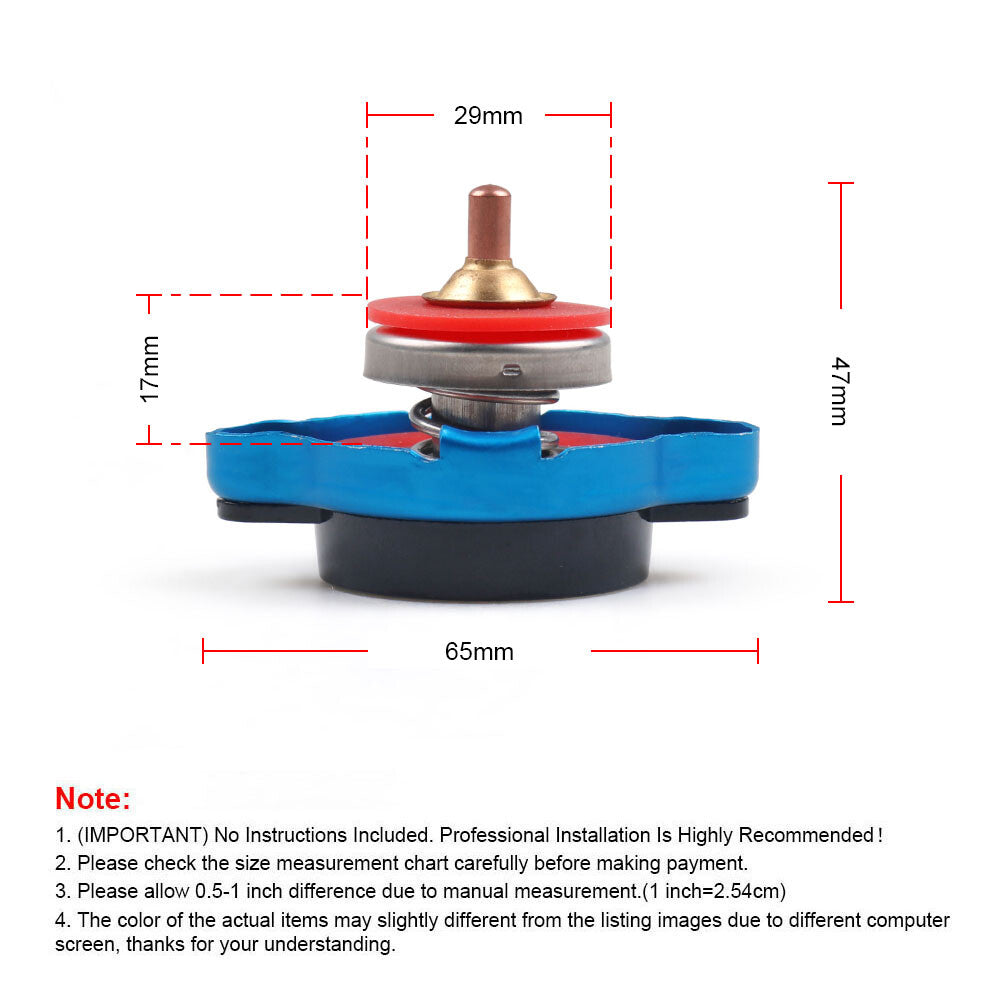 Blue Thermostatic Gauge Radiator Cap 1.3Bar Big Head Water Temp Meter Racing Car