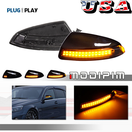 Smoked with amber LED sequential side mirror lights for W204 S204 W639- v