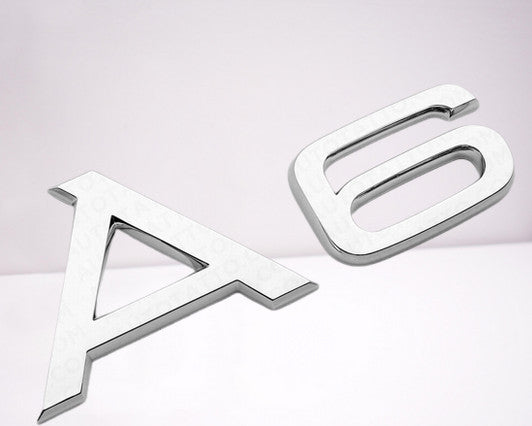 for Audi for A6 rear badge boot, trunk sticker, badge logo, nameplate, chrome silver
