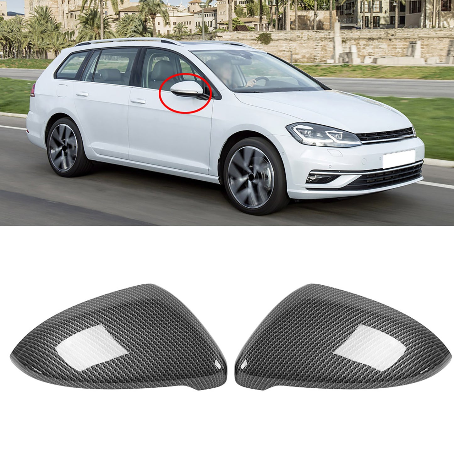 Auto 2pcs Carbon Fiber Style Rearview Wing Mirror Cover Cap