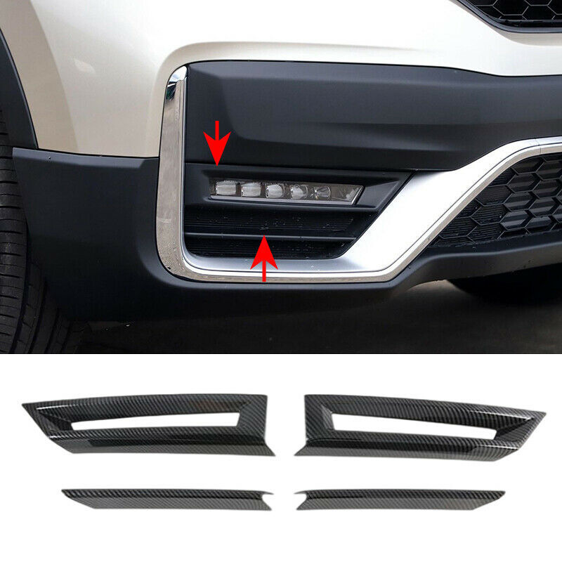 Carbon Fiber Look Front Bumper Fog Lamp Trim Strips for Honda CR-V CRV 2020-2022