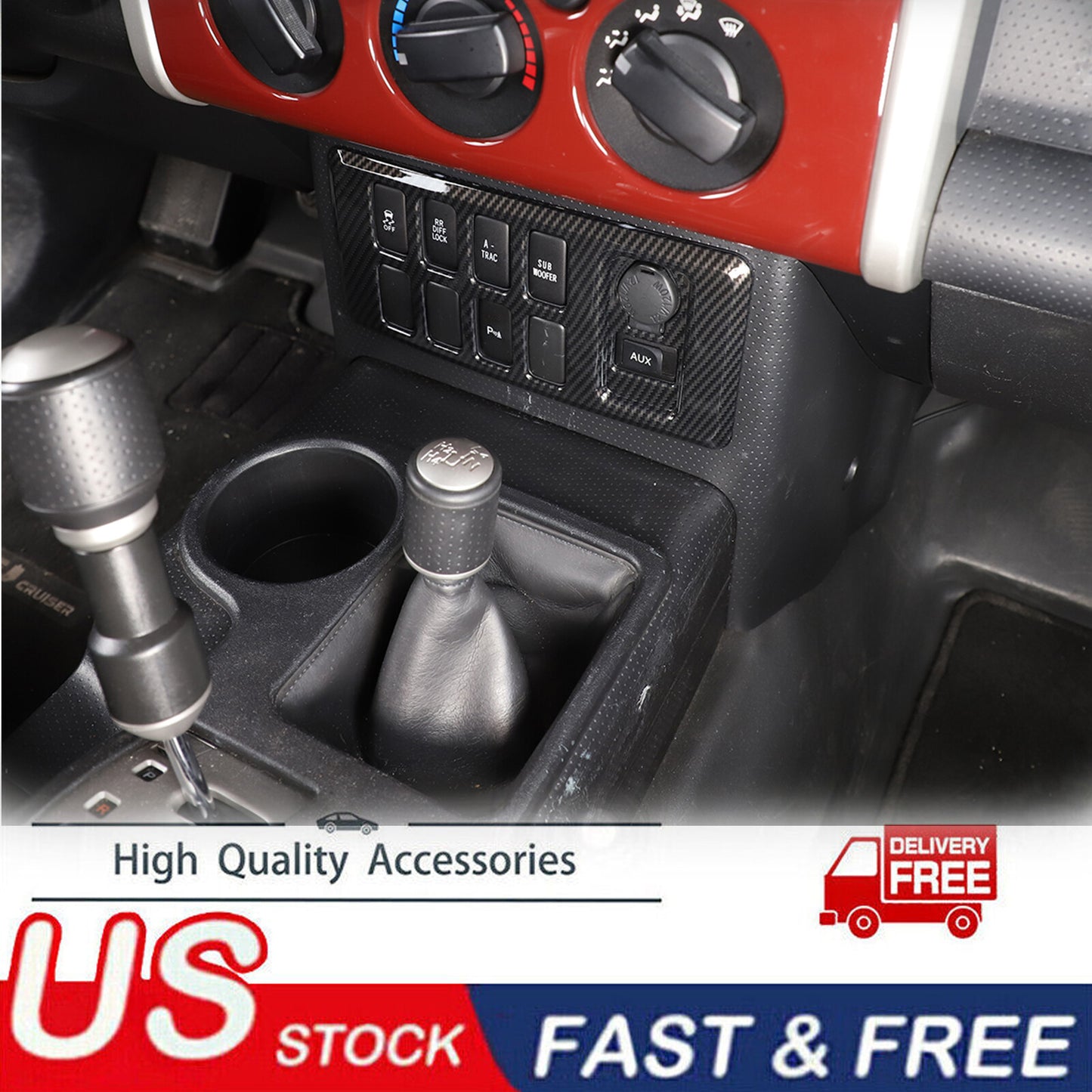 Carbon fiber exterior air conditioning mode panel trim for FJ Cruiser 2007-21 n