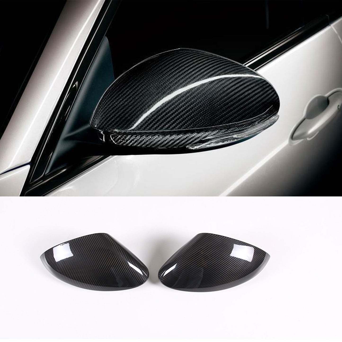 Suitable for 2017-2023 for Alfa Romeo for Stelvio Carbon Fiber Mirrored Cap Trim 2-Piece Set