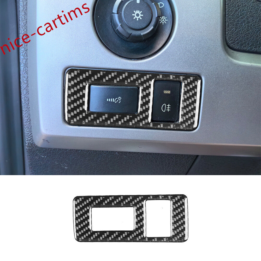Carbon Fiber Interior Headlight Switch Button Panel Trim for Ford F150 2009-2014