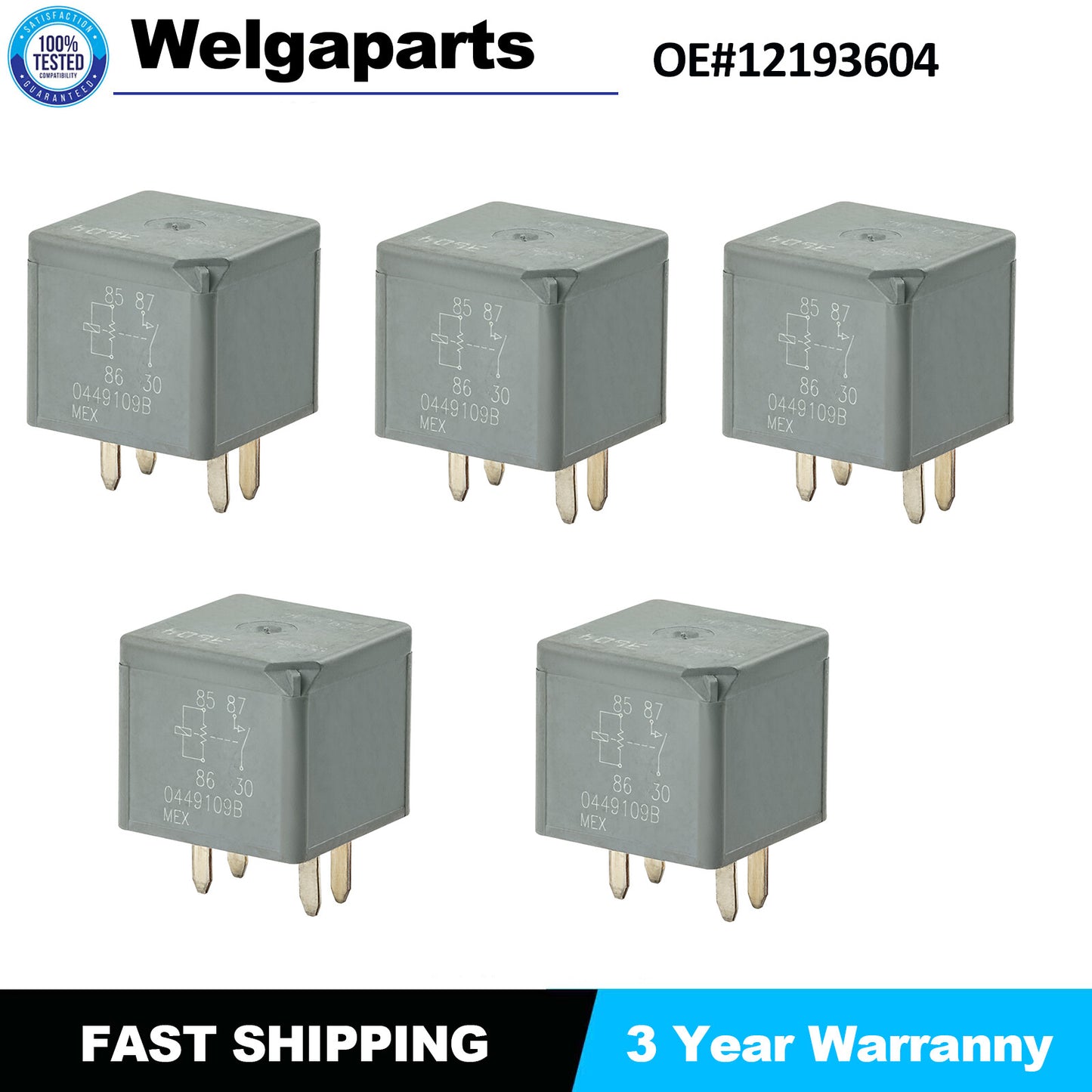 5X 12193604 Relay Rear for Chevy Suburban S10 Pickup Silverado 1500 for GMC D1741C