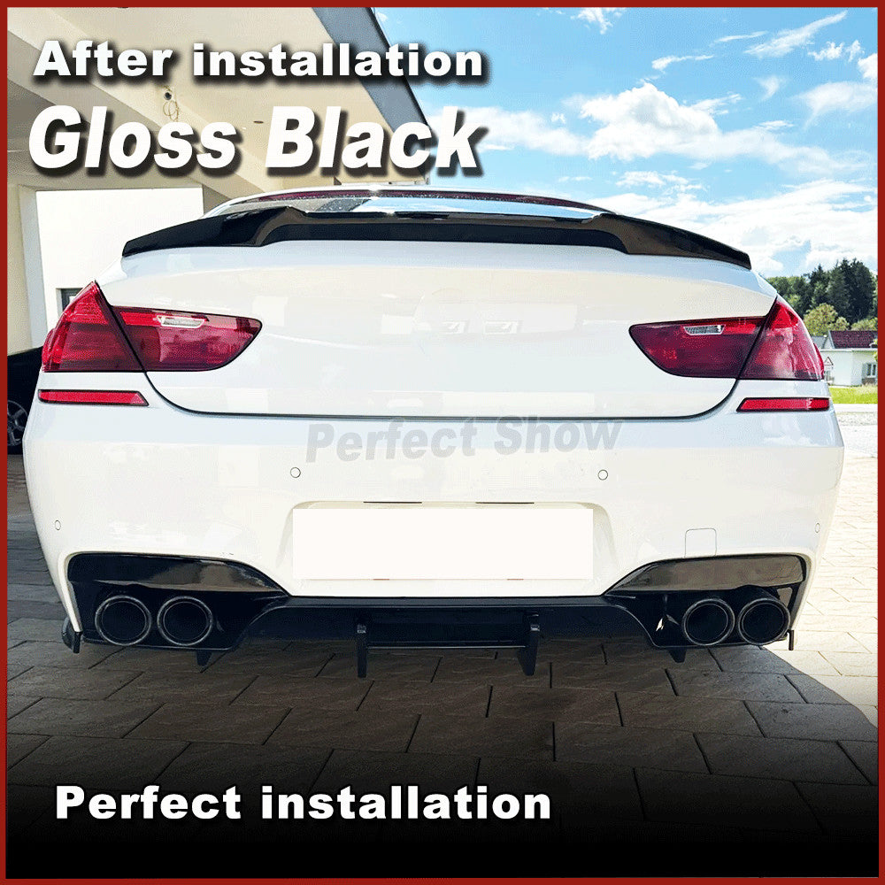 Fit for BMW F06 F12 F13 M6 2013-19 Gloss Black Rear Bumper Diffuser Lip Spoiler