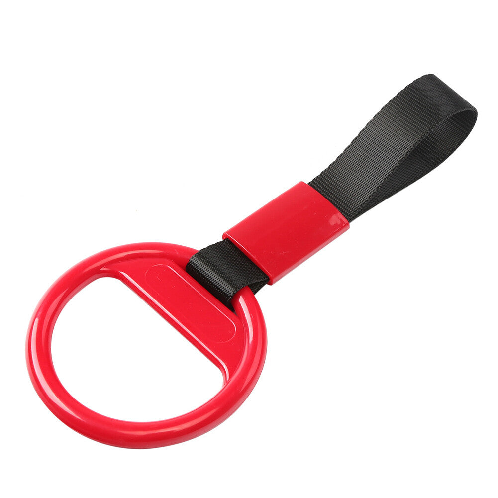 1Pcs Car Red Round Ring Train Bus Handle Hand Strap Drift Charm Tools Black Belt
