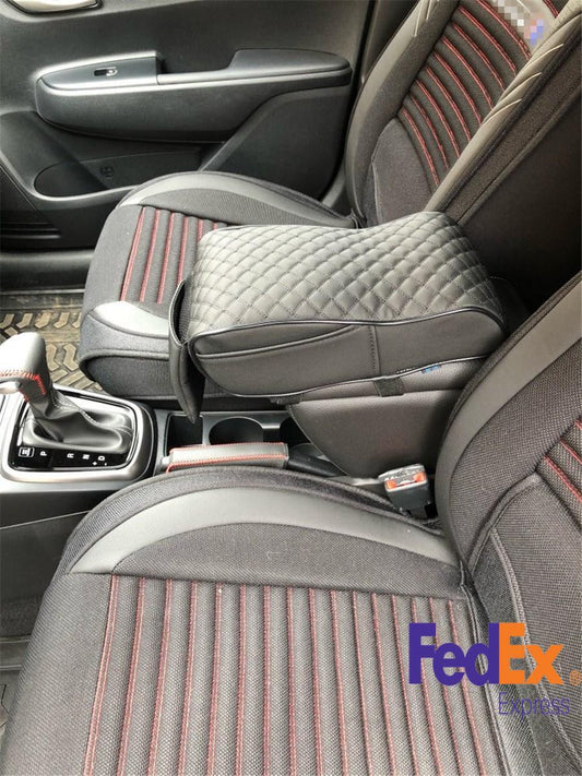 1x Car Universal Armrest Box Mats Pad Set PU Leather Styling Top Mat Liner Black