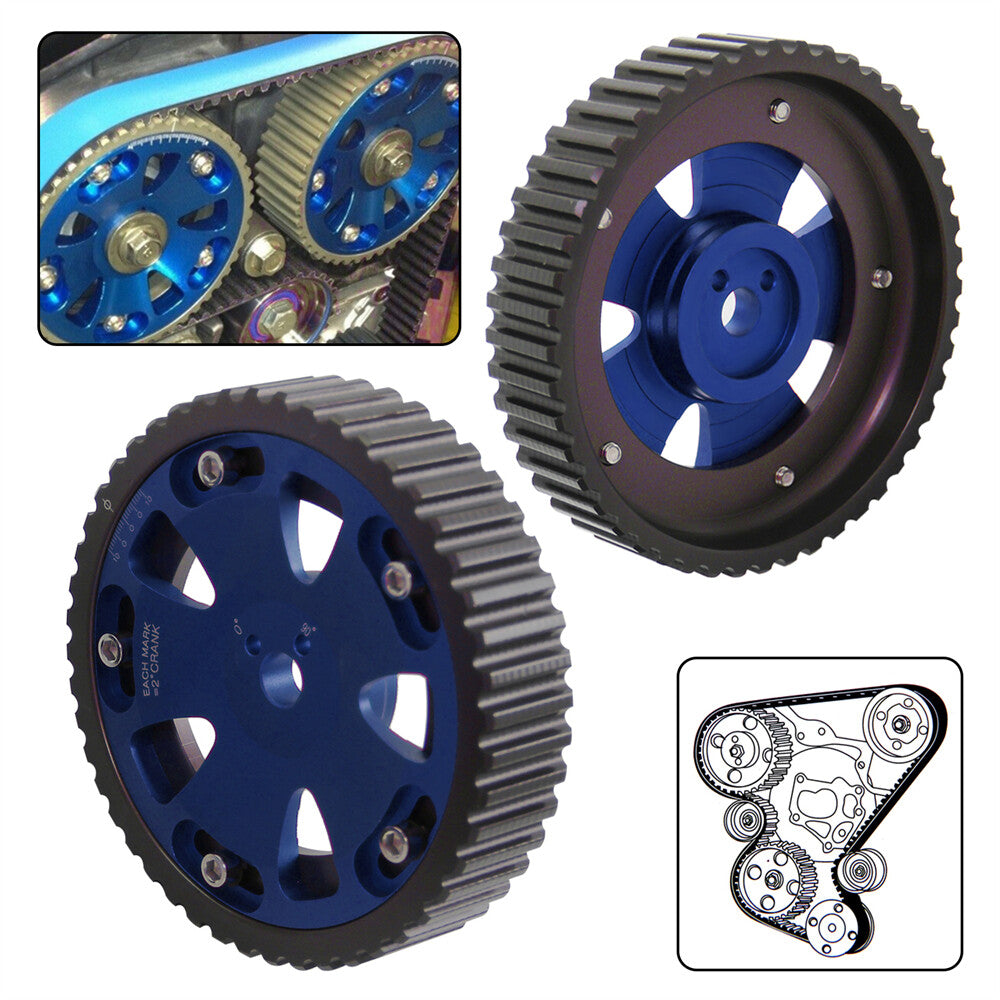 2PCS Adjustable Cam Gear for Mitsubishi Lancer EVO 1-9 Eclipse DSM 4G63 Blue