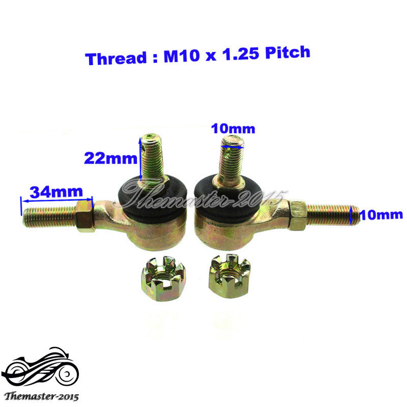 Pair 10mm Bolt Tie Rod Ends Ball Joiners 110cc 125cc Quad ATV Go Kart Buggy