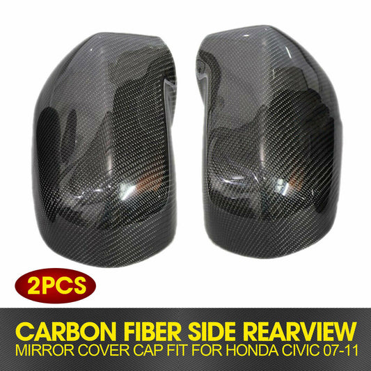 Fit for Honda for CIVIC 2007-2011 Carbon Fiber Side Rearview Mirror Cover Trim AT