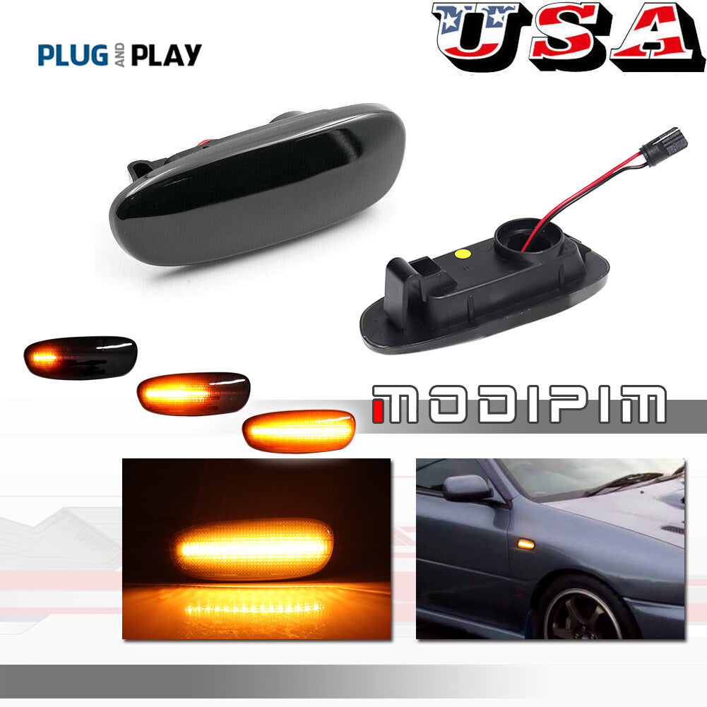 For 1993-01 for Subaru Impreza Sequential Smoked Fender LED Side Marker Lights Flashing - v