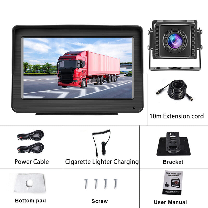Digital car backup camera + 7-inch display rearview and reverse night vision parking kit - n