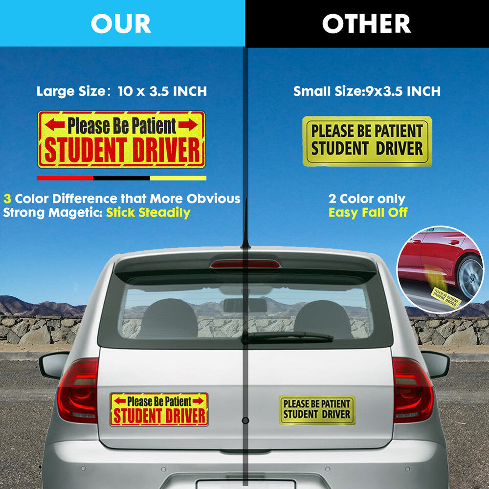 3-Pack High-Reflectivity Magnetic Car Safety Warning Signs for Students and Drivers (Portable) n