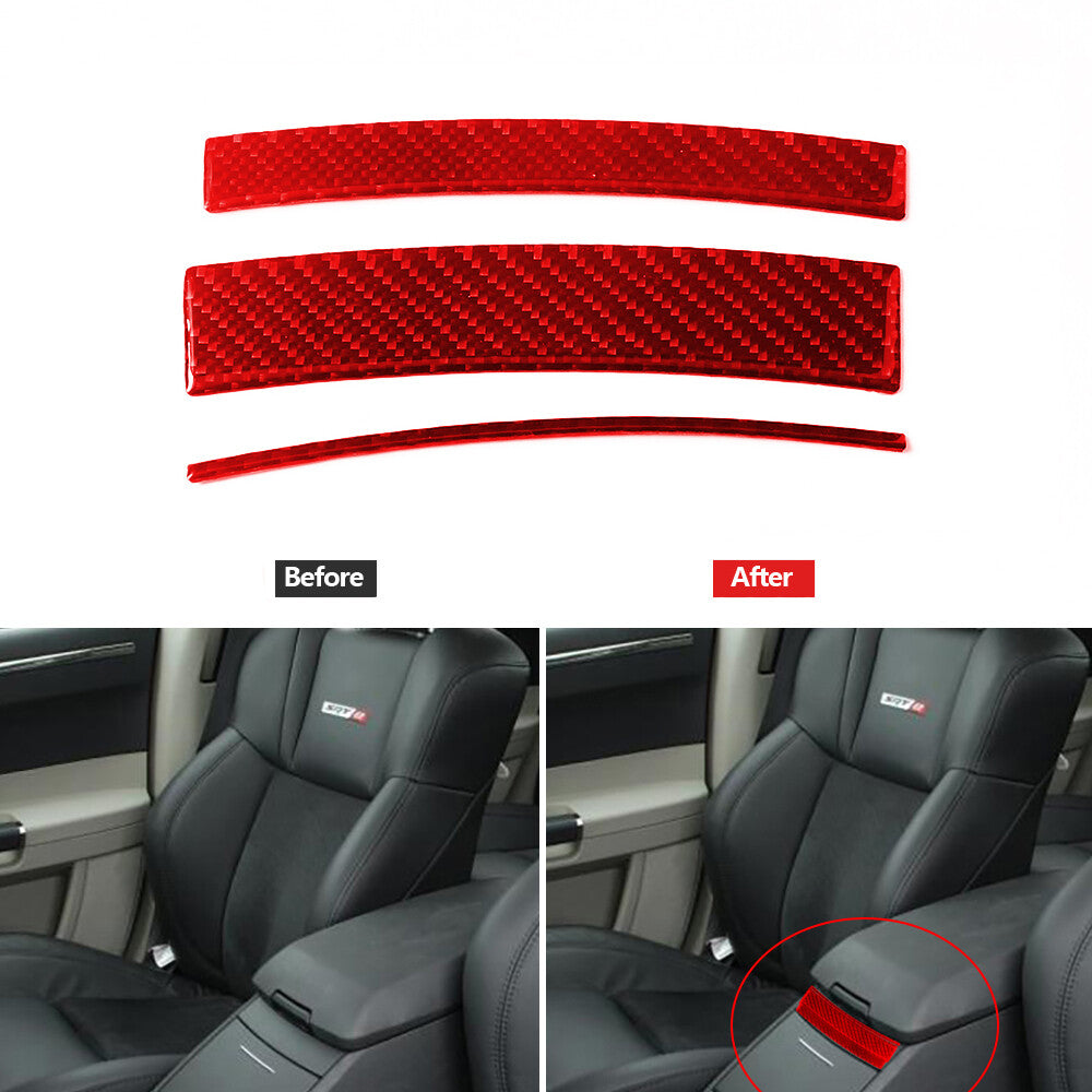Red Carbon Fiber Below Armrest Decorative Cover Trim for Chrysler 300 2005-2007