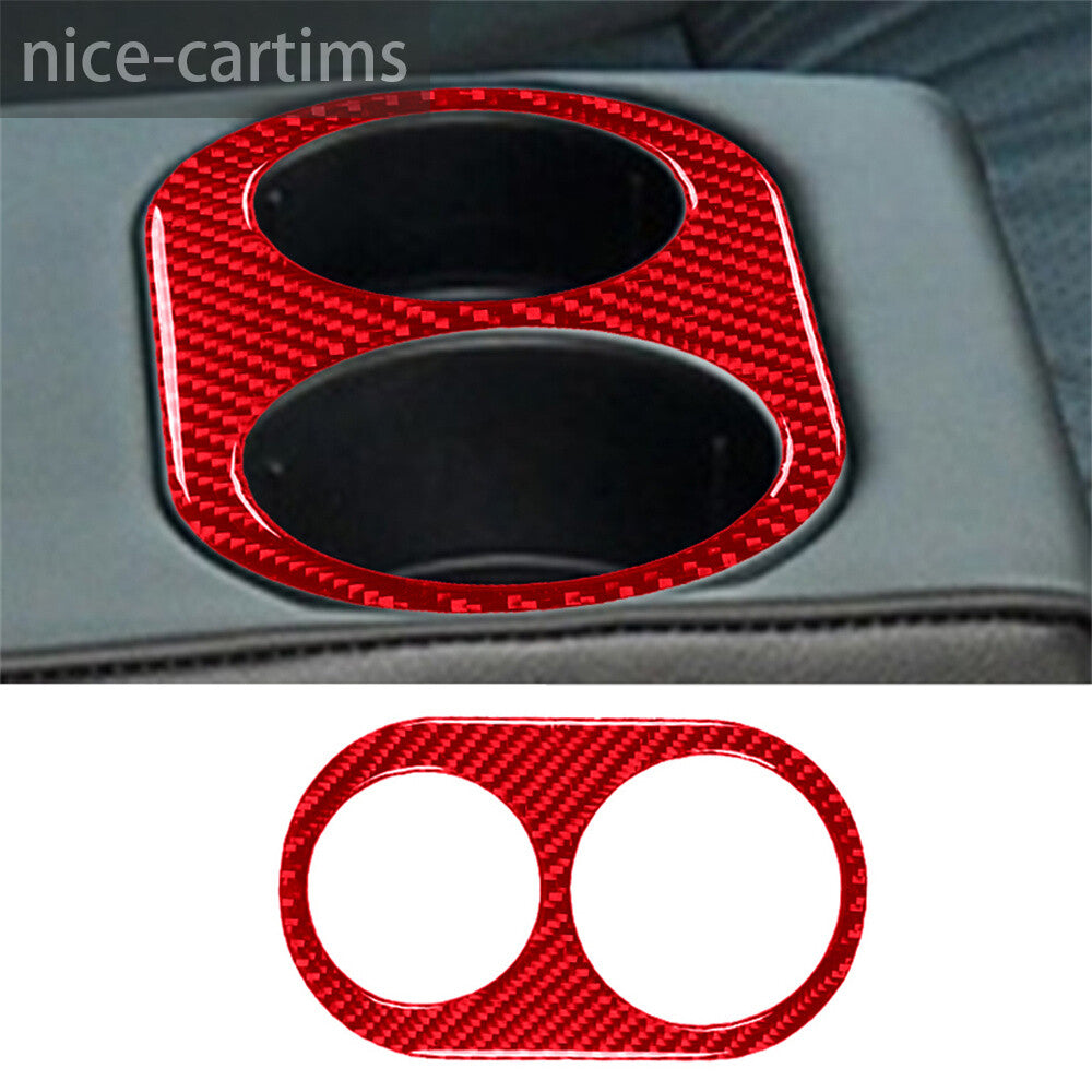 Red Carbon Fiber Rear Center Water Cup Holder Panel Trim for Jaguar XF 2009-2011