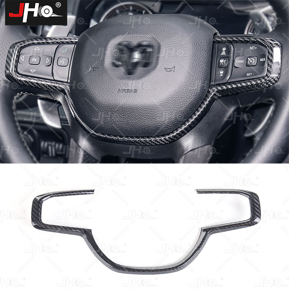 REAL CARBON FIBER ADD-ON STEERING WHEEL TRIM COVER for Dodge for RAM 1500 TRX 2019+