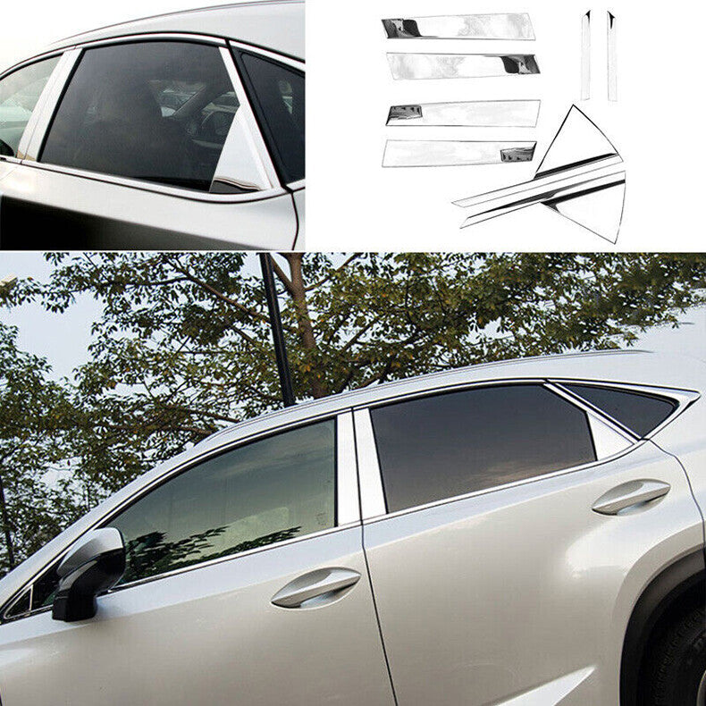 Chrome Steel Pillar Posts for Lexus NX200t 300h 2015-2021 Door Trim Cover Kit 8x