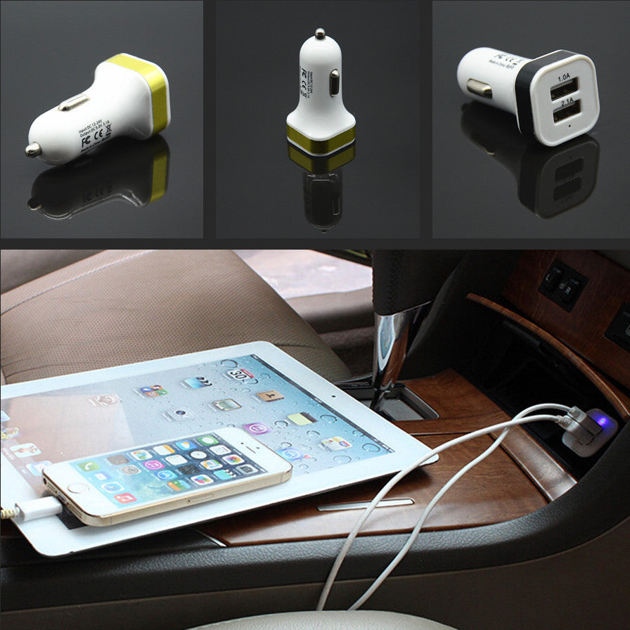 Car for Smart Phone Power Charger Dual USB Vehicle Port Adapter Cigarette Lighter