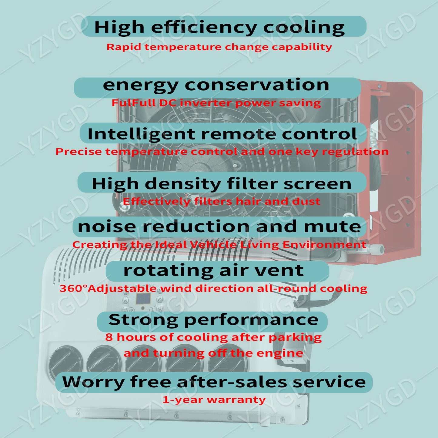 12V Air Conditioner Split A/C For Semi Truck RV Caravan Vehicle Air Conditioning Q