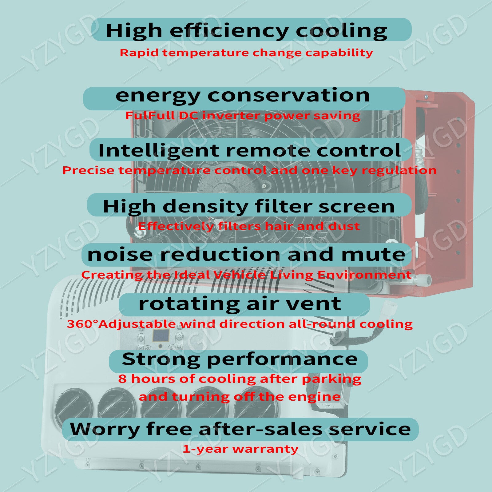12V Air Conditioner Split A/C For Semi Truck RV Caravan Vehicle Air Conditioning Q