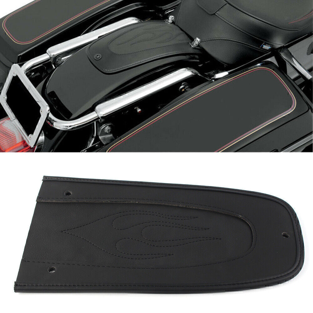 Moto Drag Flame Stitch Leather Rear Fender Bib Fits for Harley Touring 1997-17 Black Q