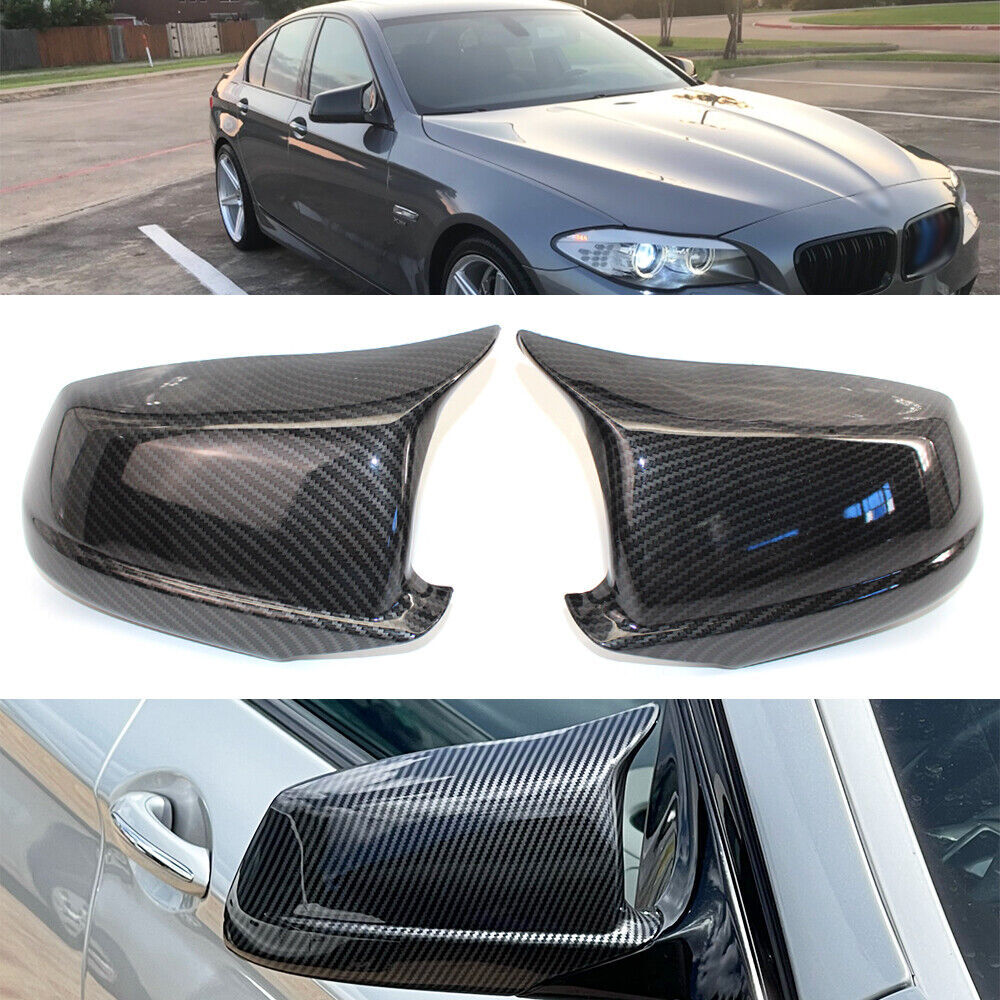 Two carbon fiber side mirror caps for BMW F10 535i 550i 530d 528i (2011-2013)