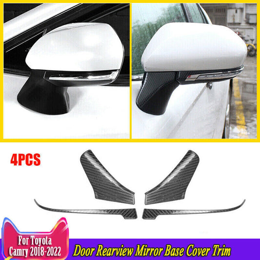 for Toyota for Camry 18-2023 Carbon Fiber Door Rearview Mirror Base Cover Trim 4PCS