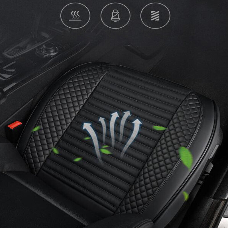 Car for Seat Cover Leather Breathable Chair Cushion Anti-skid Black Set v