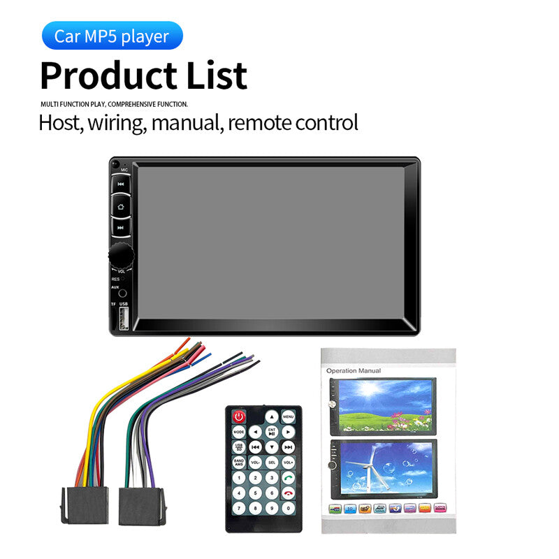 7-inch Dual DIN Car Stereo Radio with Bluetooth Touchscreen USB AUX Audio and Video n