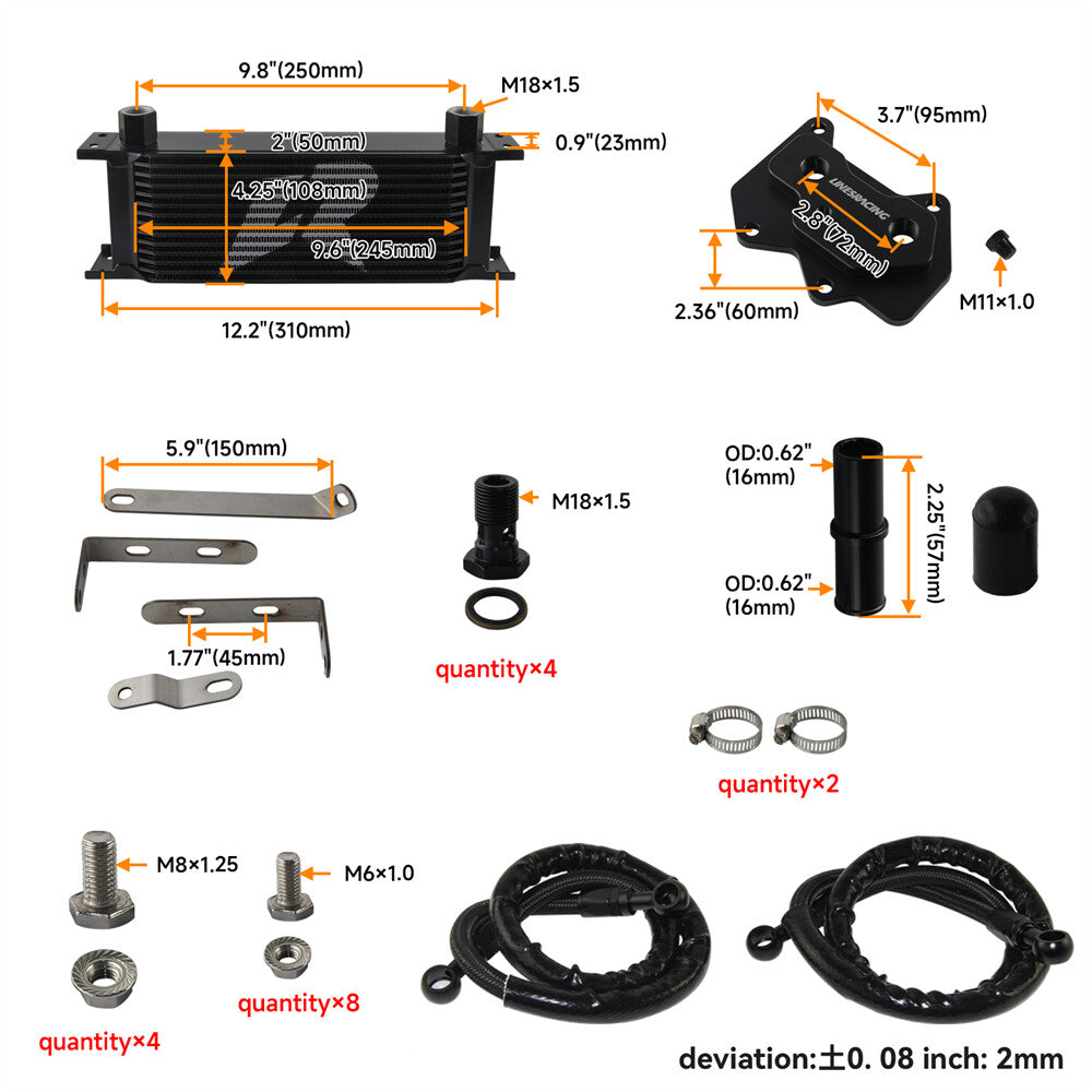 14 Row Oil Cooler Kit for VW for Golf R GTI MK5 MK6 03-08  for AUDI A3/S3 06-08 EA113