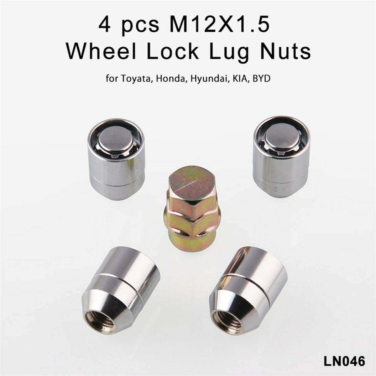 M12x1.5 Chrome Lug Nuts + 1 Keys Trucks Anti Theft Locking Wheel Lugs 4 Bolts Q