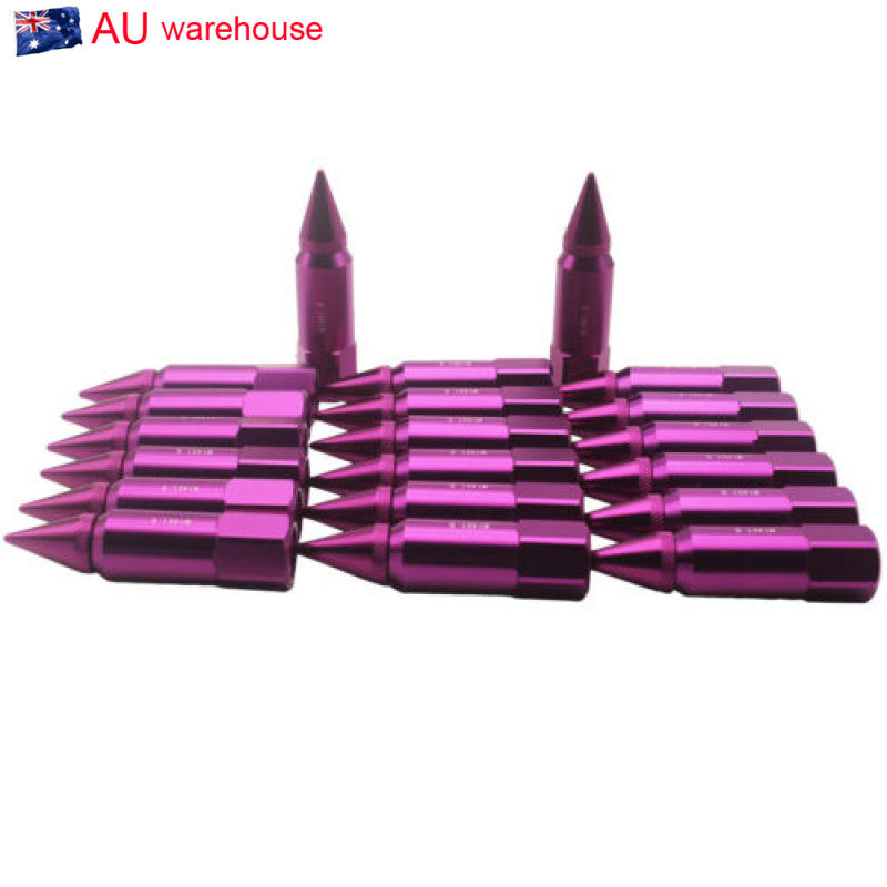 20PCS Spiked Aluminium Alloy Auto Wheel Hub Nuts Tire Screw M14x1.5 60MM Purple n