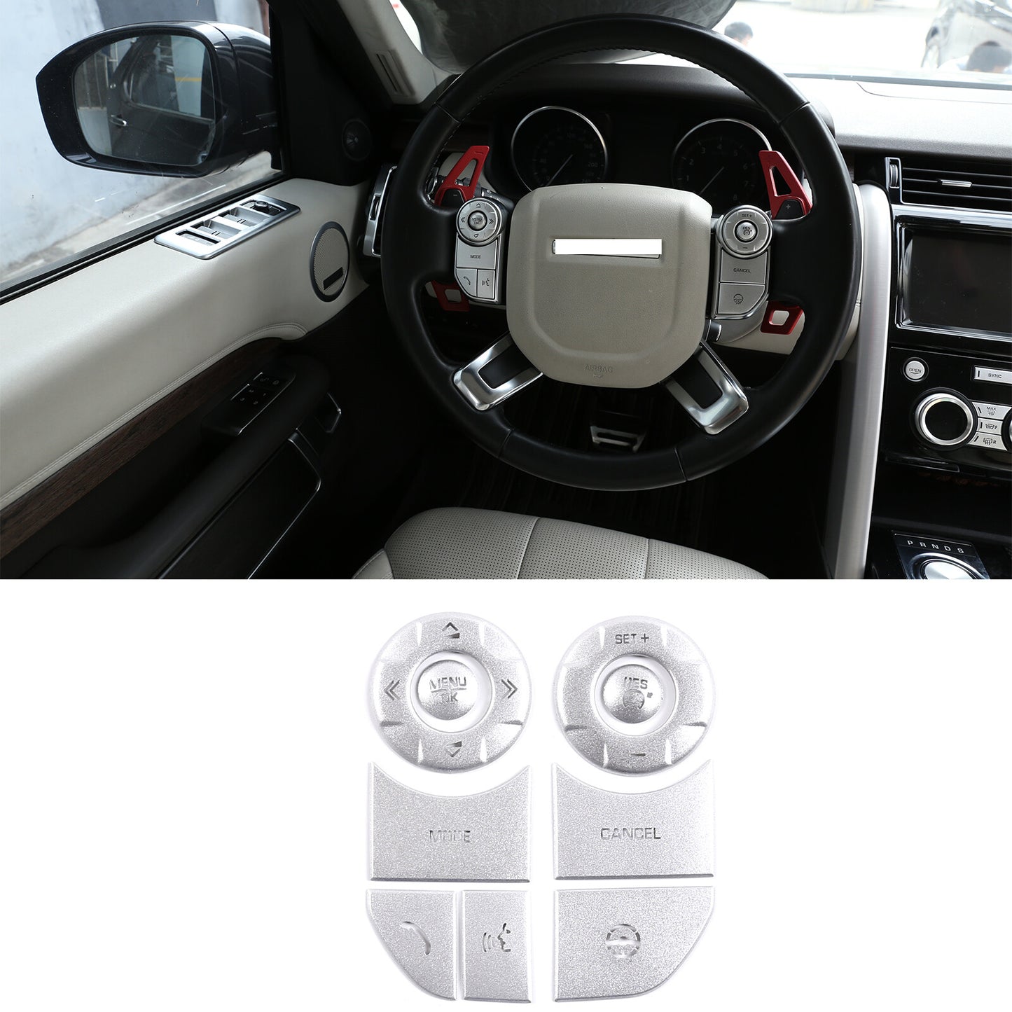 Car steering wheel button cover trim for 2014-2017 for Land Rover for Range Rover Sport. n