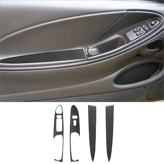 4Pcs Carbon Fiber Door Control Cover Trim for Ford for Mustang convertible 2001-2004