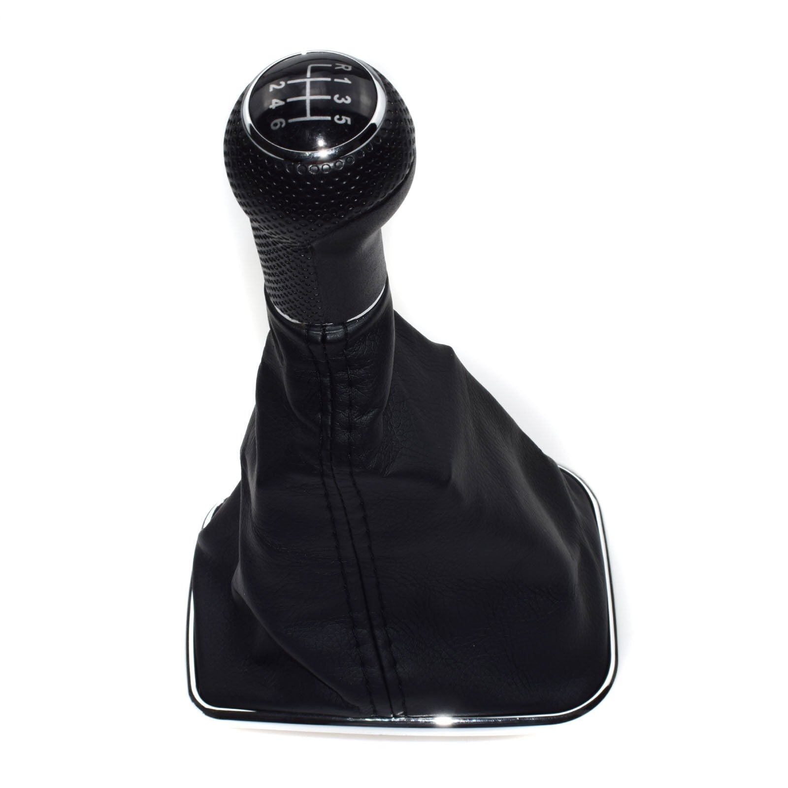 for VW for Golf for Jetta 98-05 New Chrome Gear Shift Leather 6 Speed knob Boot Fit 1pc