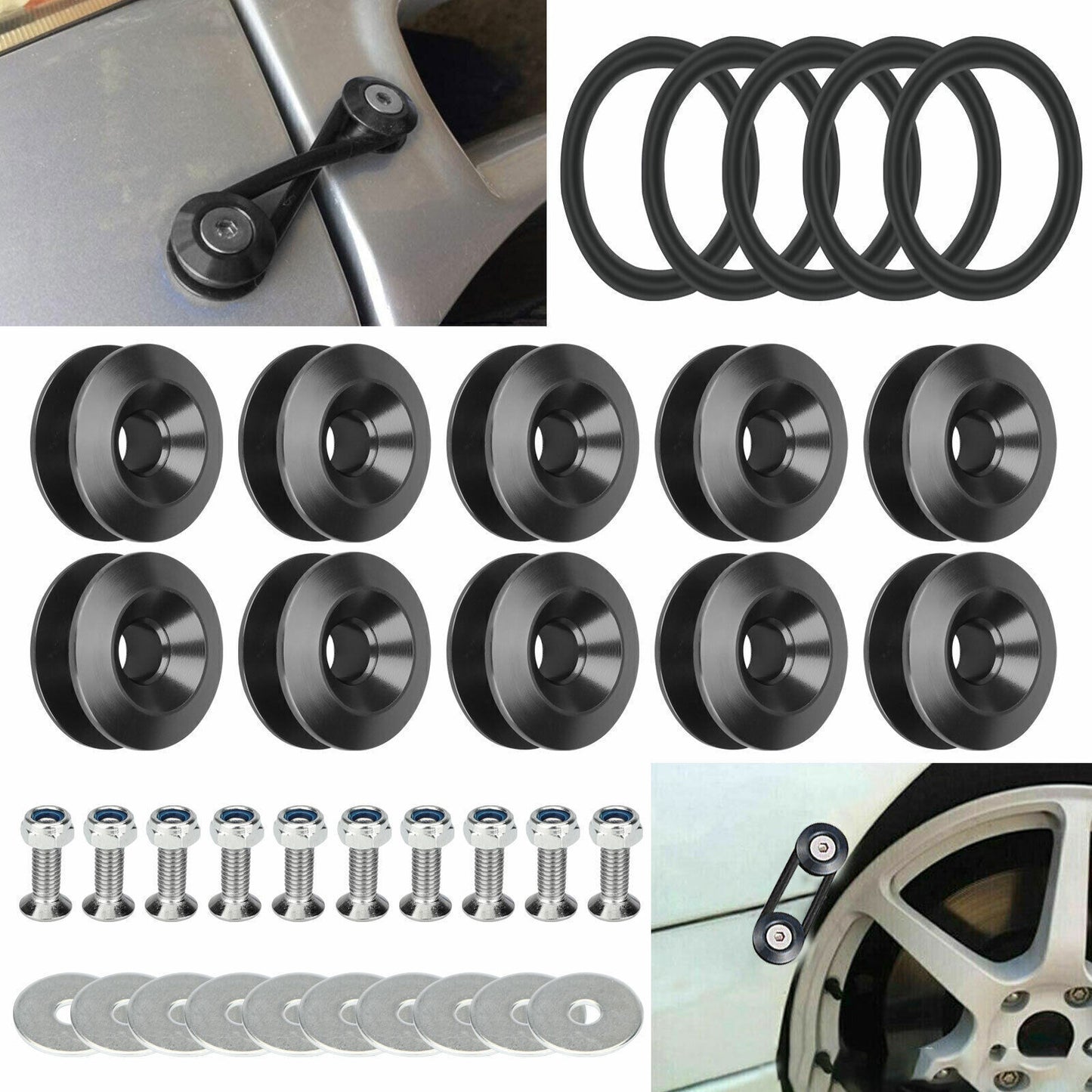 10pcs Set Aluminum Car Quick Release Fasteners Bumper Trunk Fender Hatch Lids